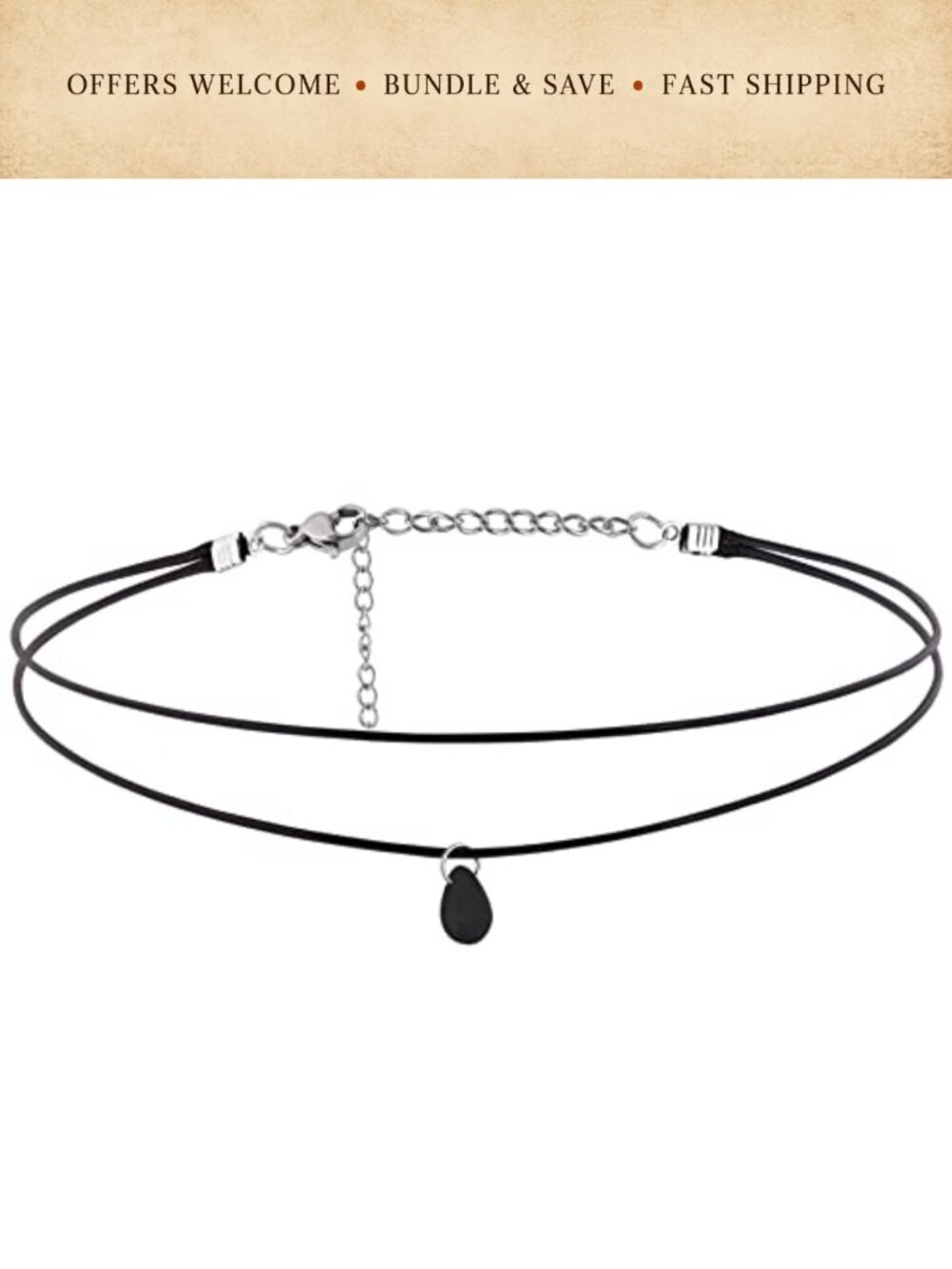 Faux Leather O Ring Crystal Choker Necklace Goth Boho Hippie Style